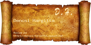 Dencsi Hargitta névjegykártya